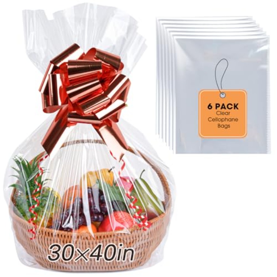 Cellophane Wrap Clear - 6 Sacos de Celofane Extra Grandes,