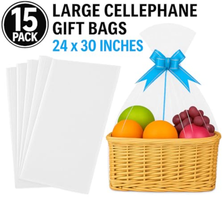 Pacote com 15 Sacos Grandes de - Cellophane Wrap Clear avaliação e preço